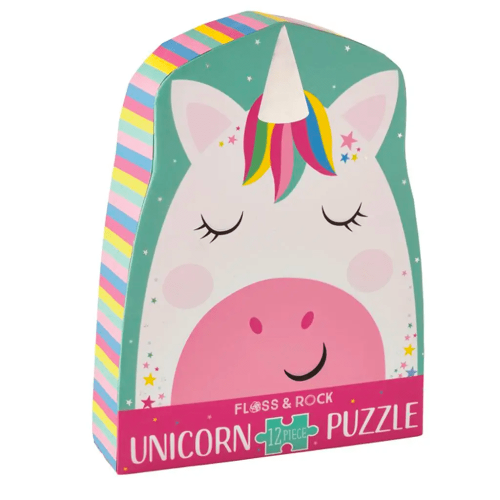 12pc Rainbow Unicorn Shaped Jigsaw Puzzle with Shaped Box - Shop Sweet Lulu
