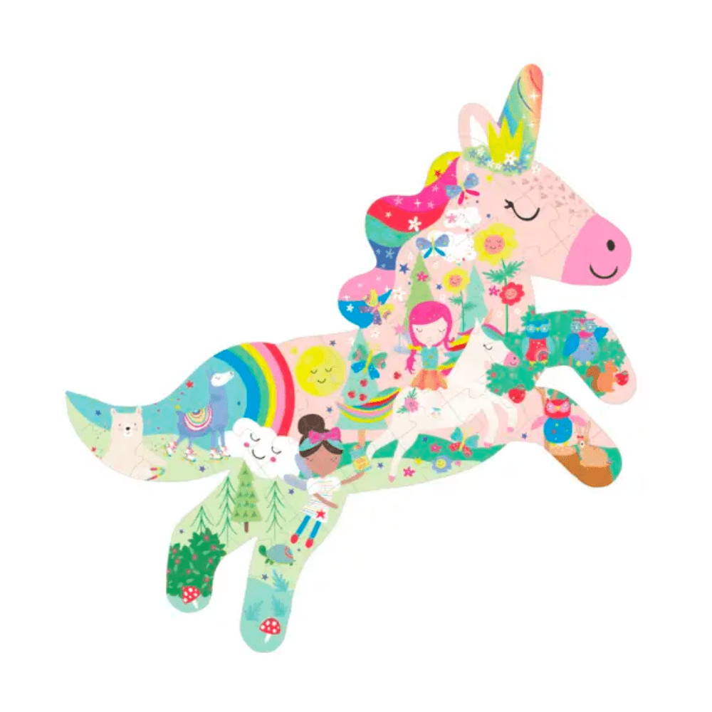 40pc Rainbow Unicorn Shaped Jigsaw Puzzle with Shaped Box - Shop Sweet Lulu