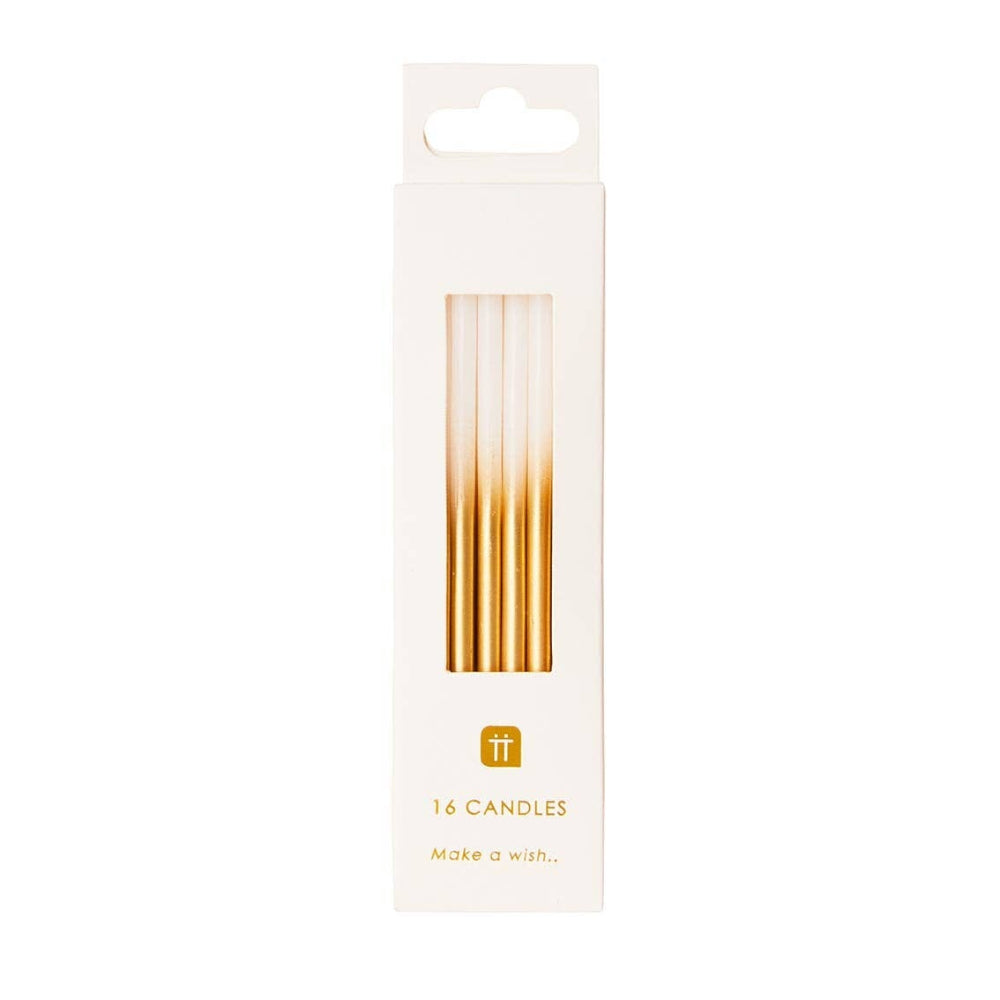 White & Gold Ombré Birthday Candles, 16pk, Shop Sweet Lulu