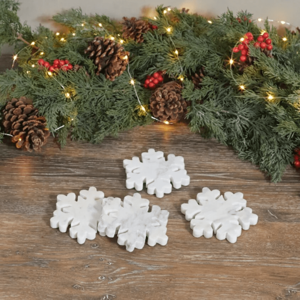 White Marble Snowflake Coasters, Shop Sweet Lulu