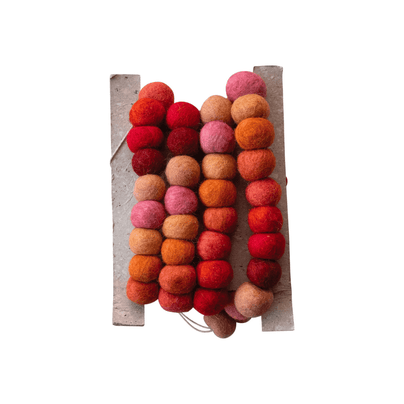 Handmade Wool Felt Ball Garland, Pinks, Reds and Oranges, Shop Sweet Lulu