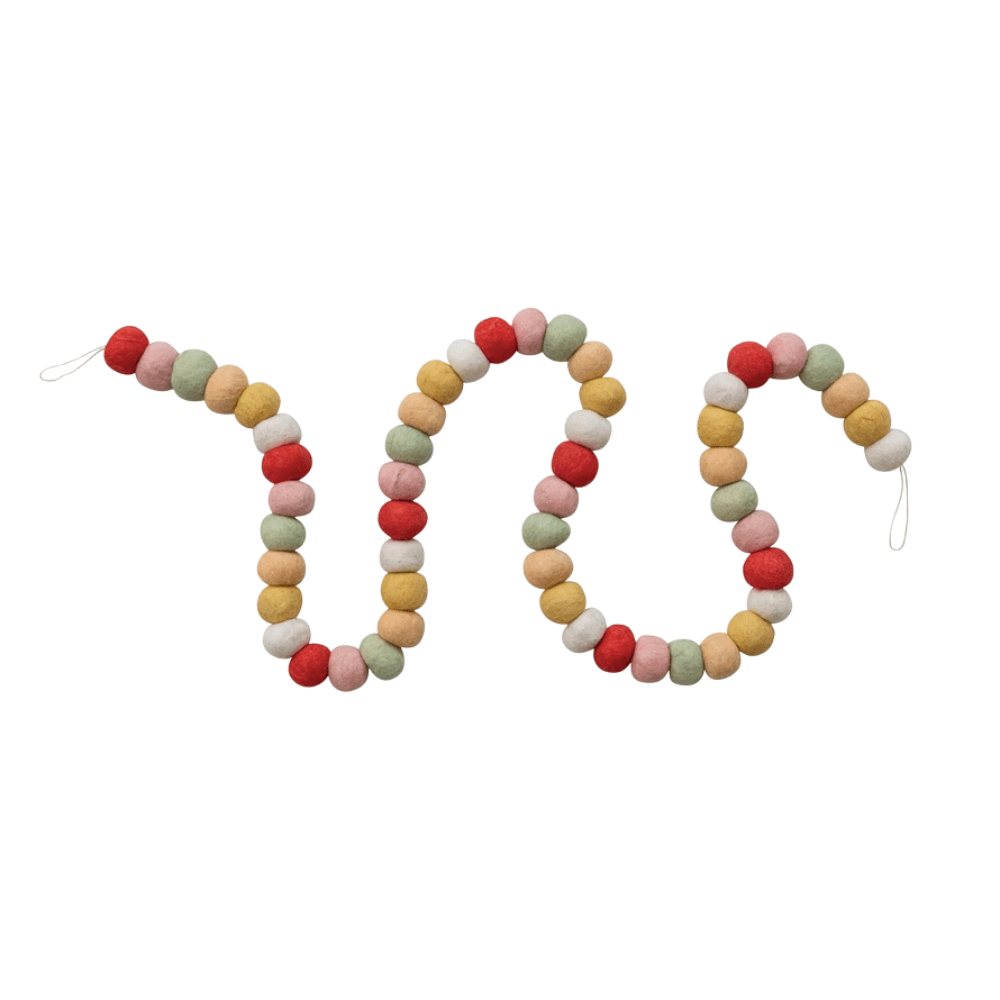 Handmade Wool Felt Ball Garland, Multi Color - 2 Size Options, Shop Sweet Lulu
