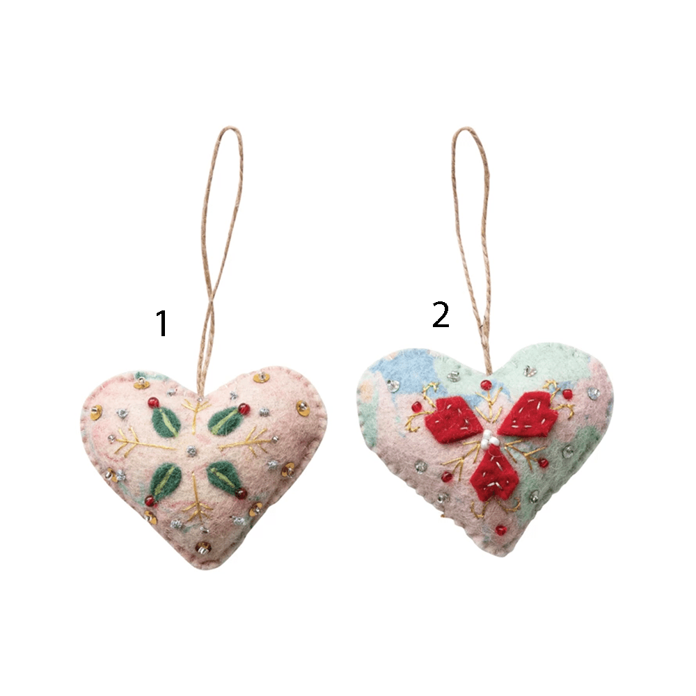 Wool Felt Heart Ornament - 2 Style Options, Shop Sweet Lulu