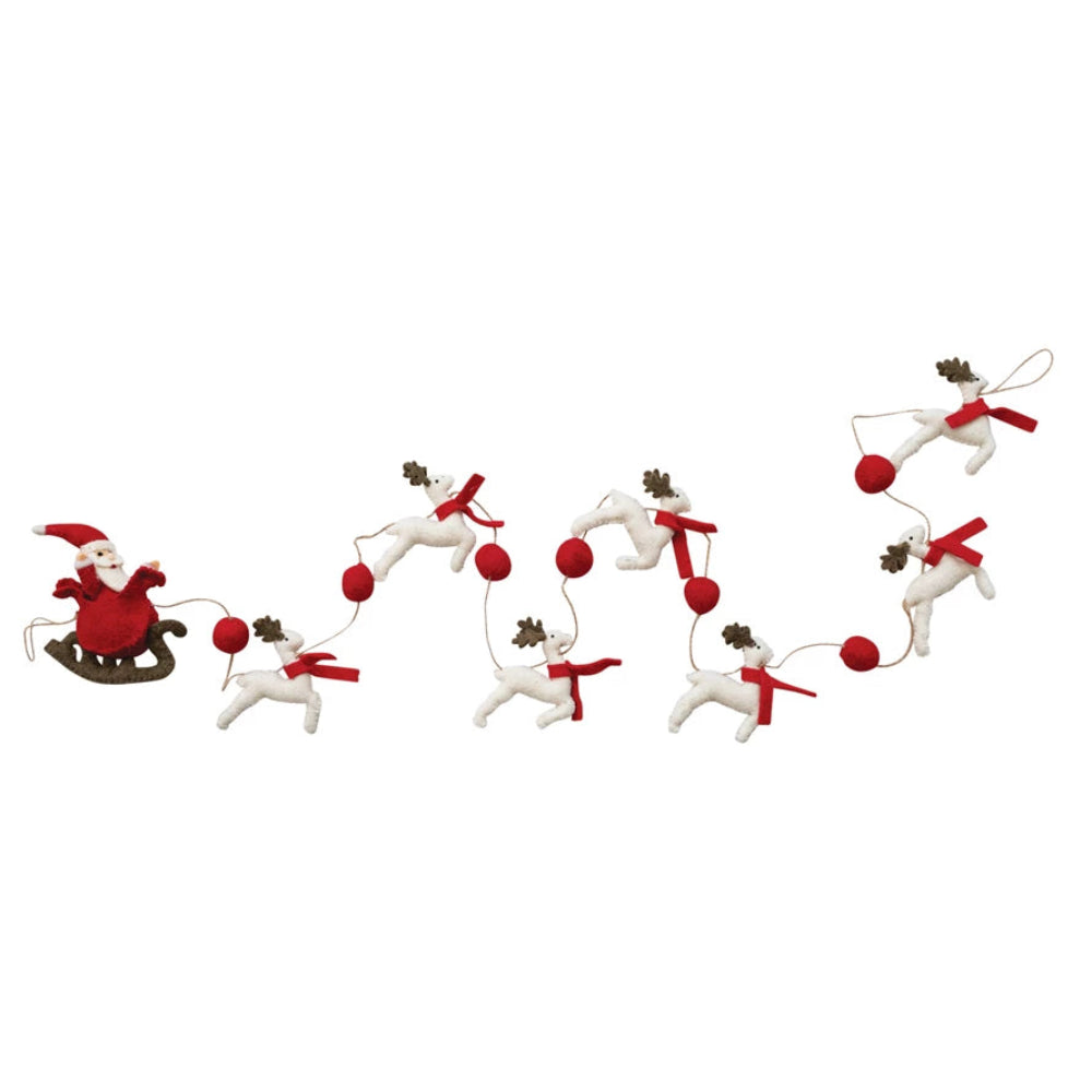 Wool Felt Santa In Sleigh & Reindeer Garland, Shop Sweet Lulu