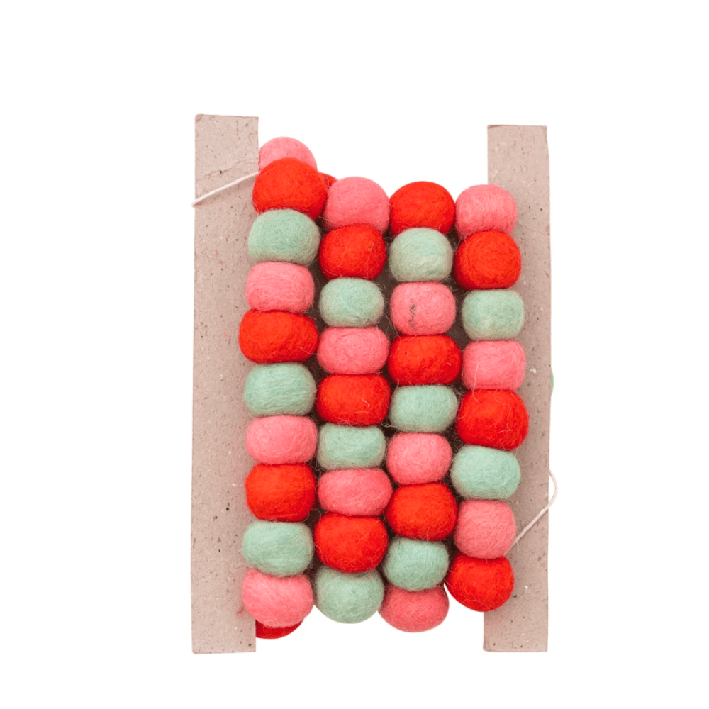 Handmade Wool Felt Ball Garland, Red, Pink & Green - Shop Sweet Lulu