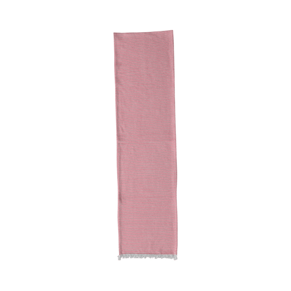 Woven Cotton Table Runner w/ Stripes & Fringe - Red & White, Shop Sweet Lulu