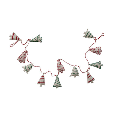 Woven Wool & Embroidered Tree Garland