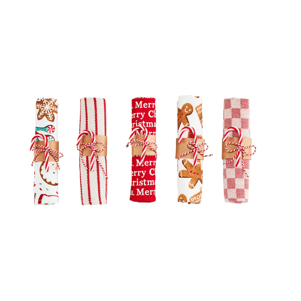 Rolled Christmas Hand Towels w/ Candy Cane - 5 Styles, Shop Sweet Lulu