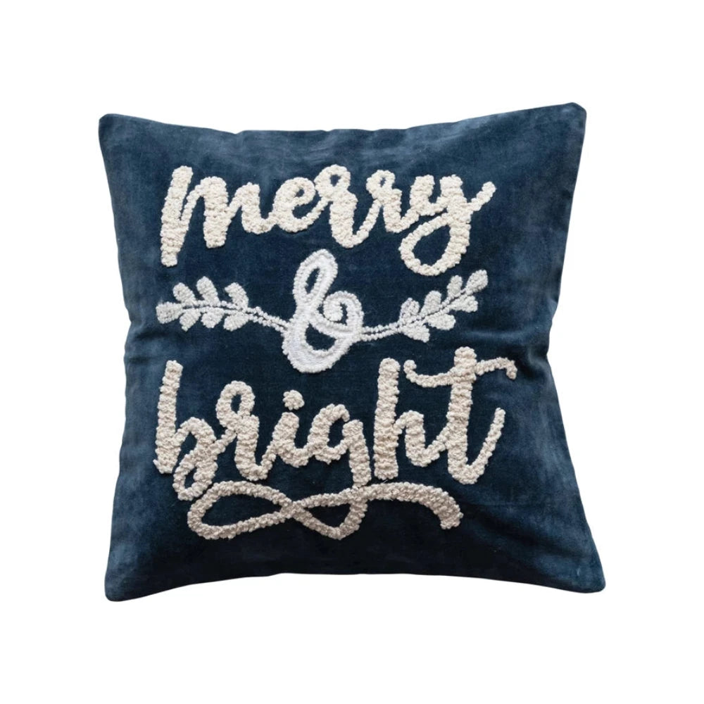 "Merry & Bright" Velvet Pillow, Shop Sweet Lulu