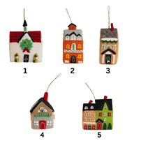 Handmade Wool Felt House Ornament w/ Embroidery & Applique