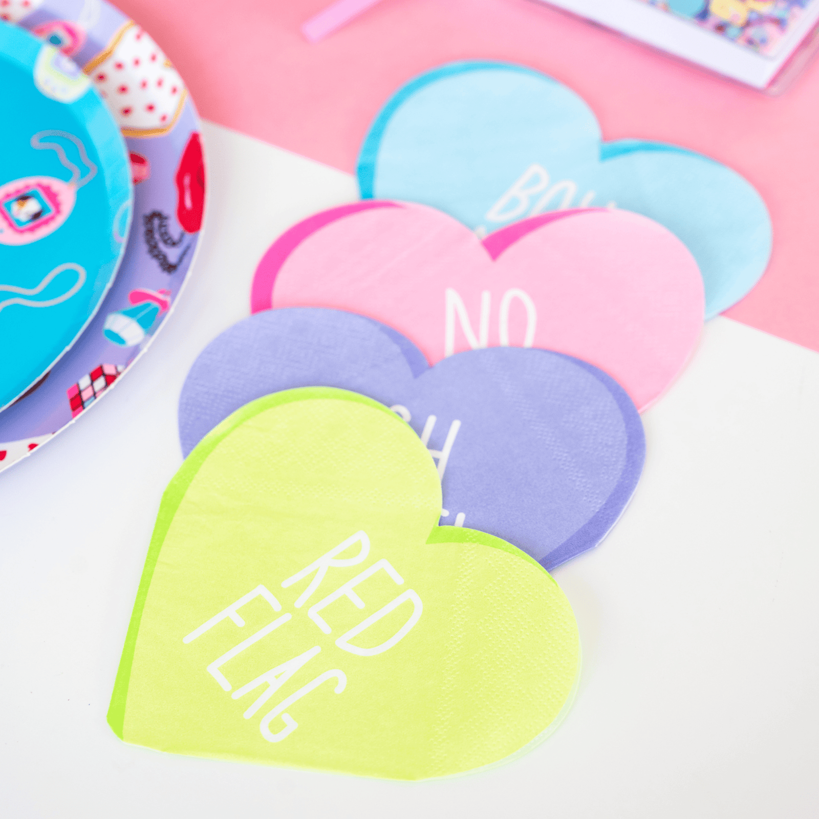 Y2K Candy Hearts Cocktail Napkins, Jollity & Co