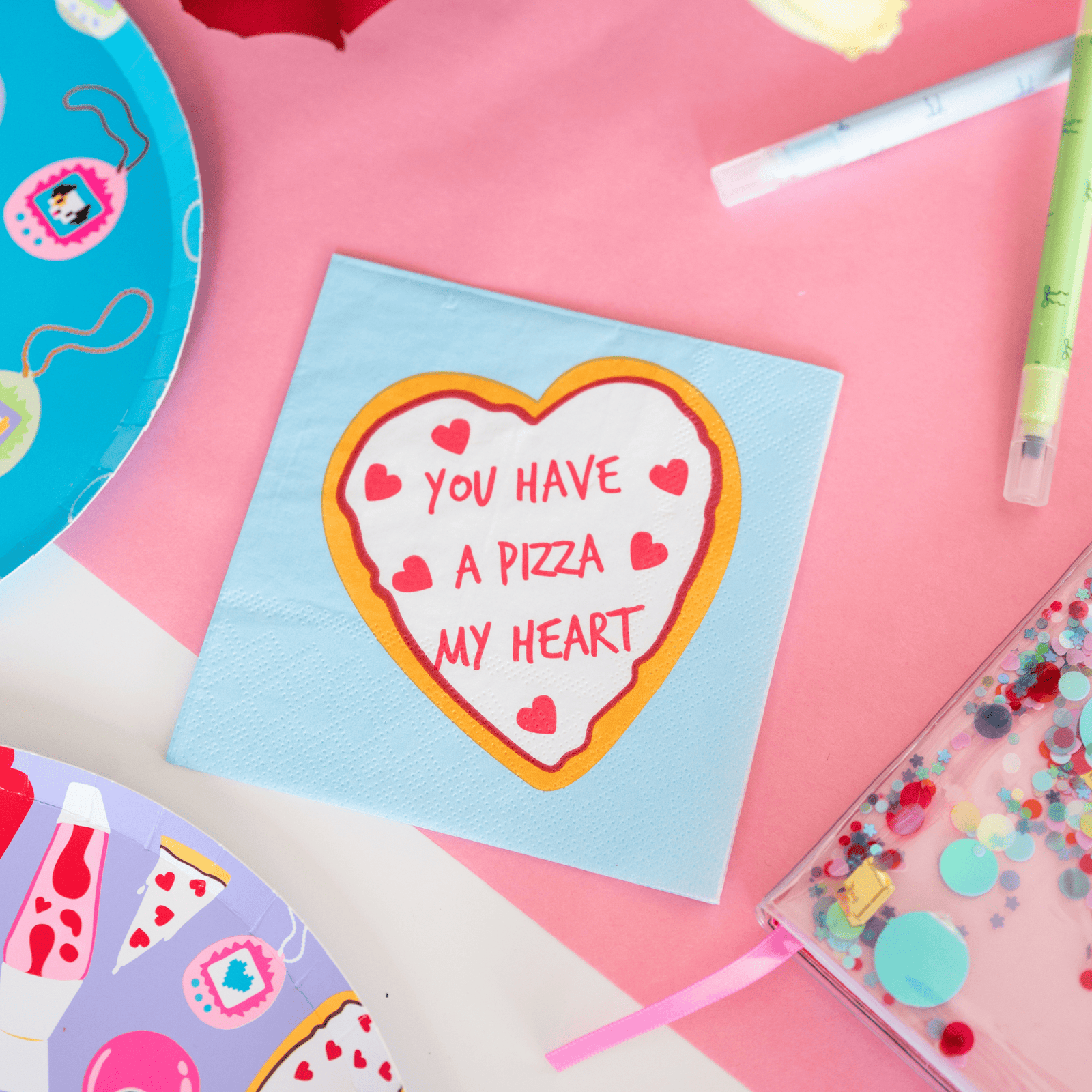 Y2K Pizza My Heart Cocktail Napkins, Jollity & Co