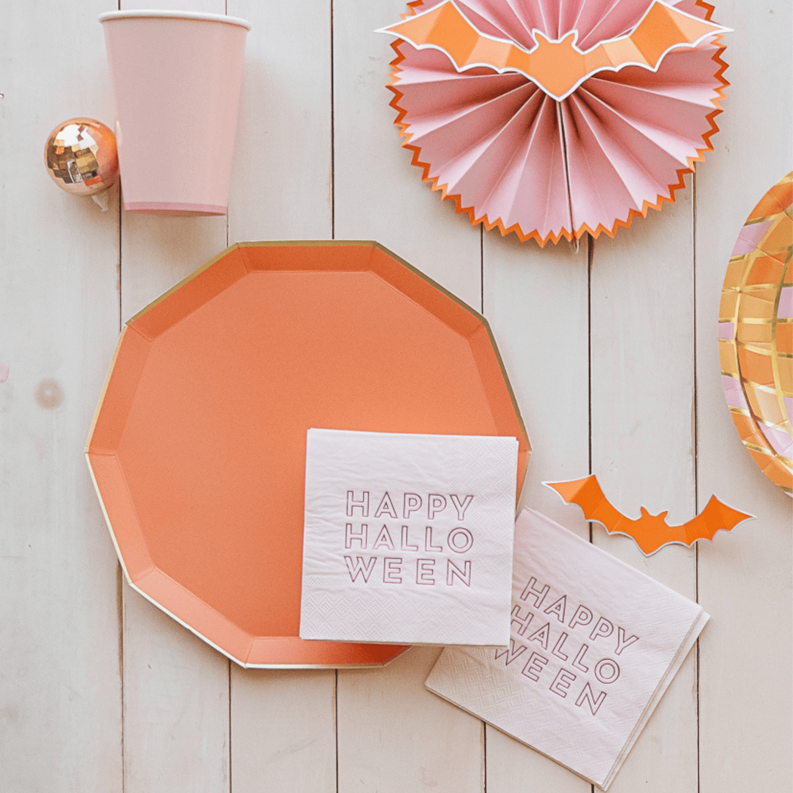 Orange Decagon Dinner Plates
