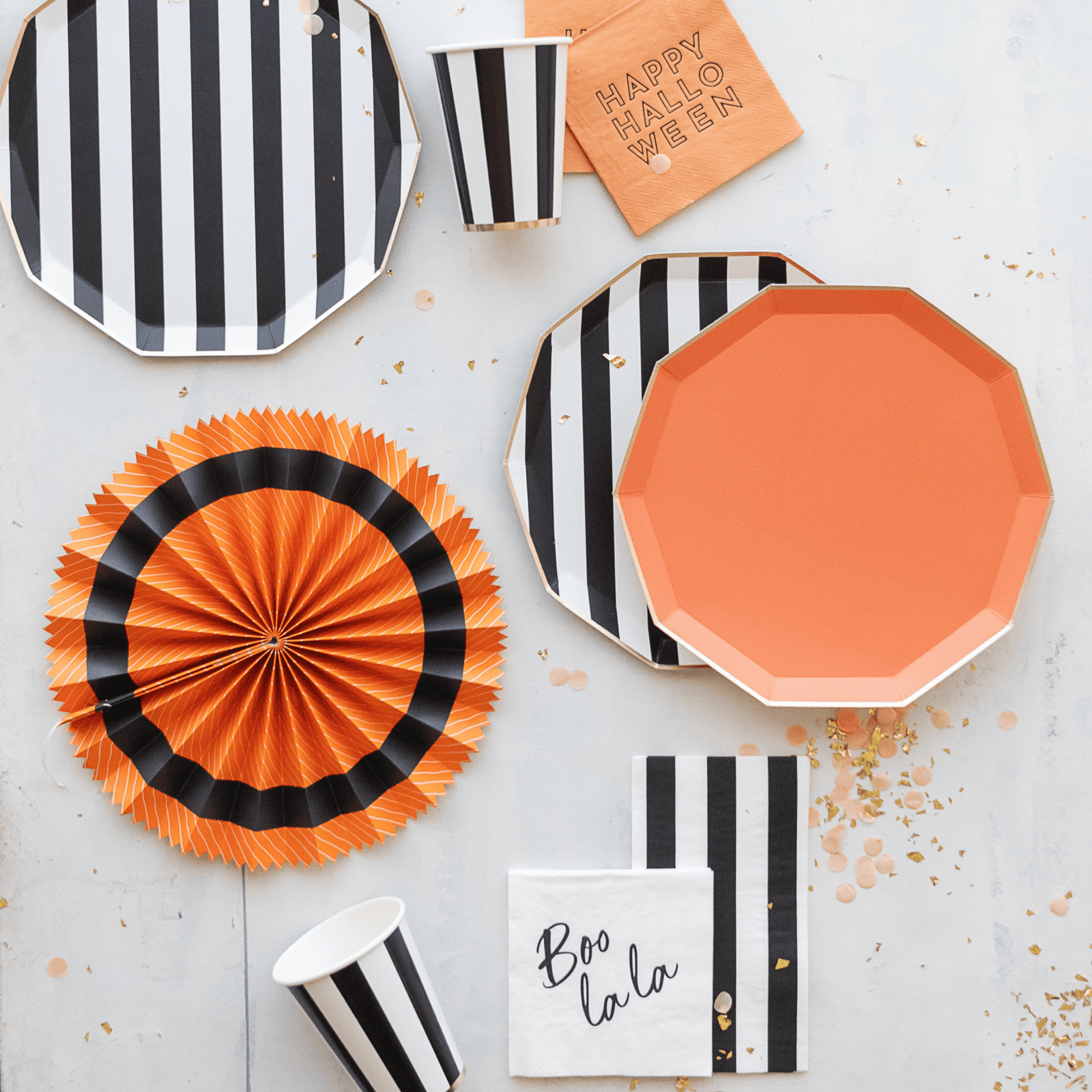 Orange Decagon Dinner Plates