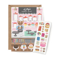 Sweet Shop Sticker Scene Card, Shop Sweet Lulu