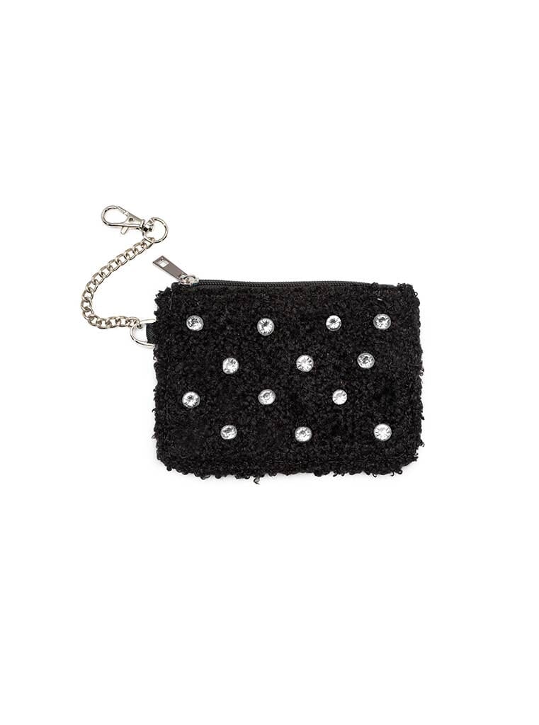 Keychain Pouch - Crystal Embellishment in Black