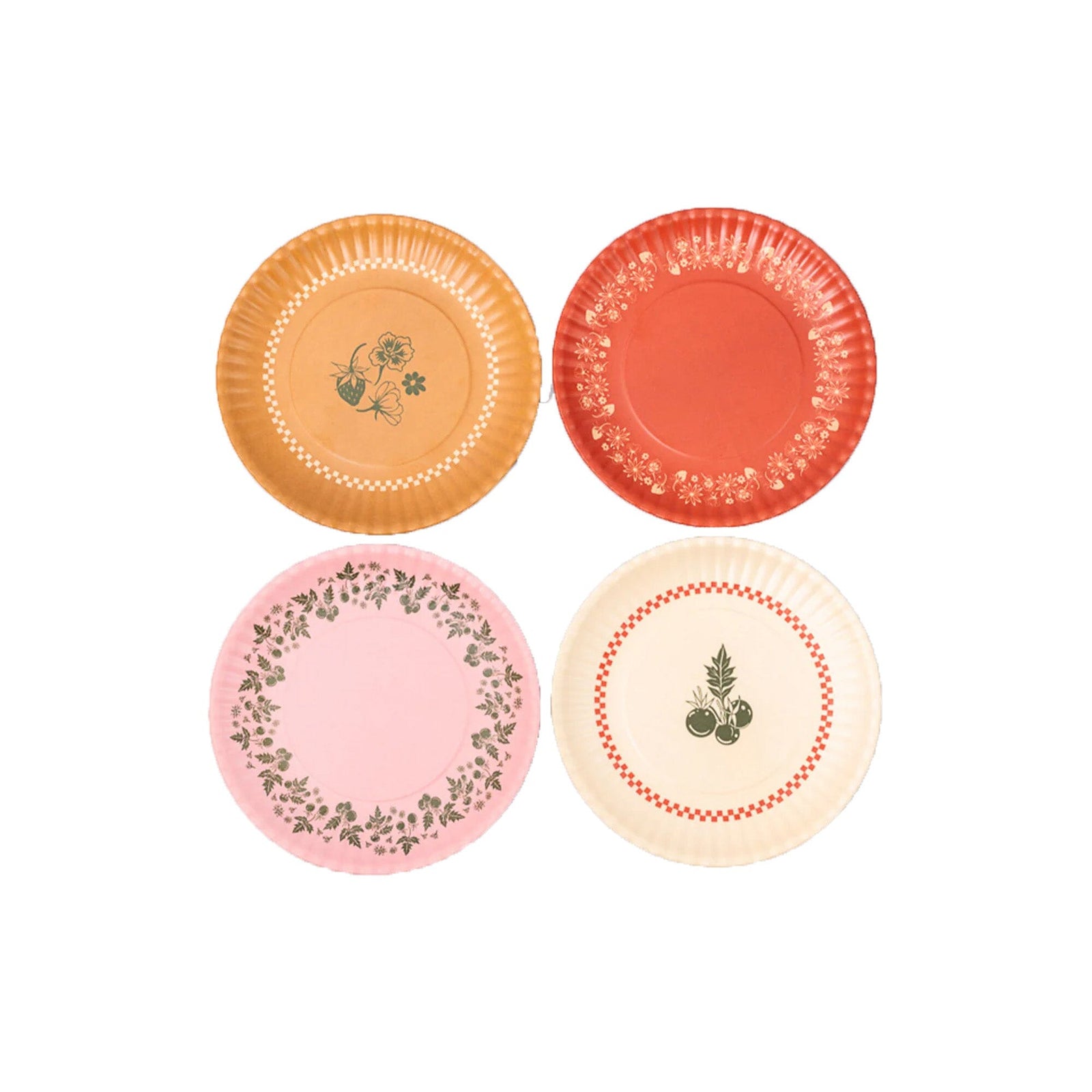 Garden Print Melamine Dessert Plate Set