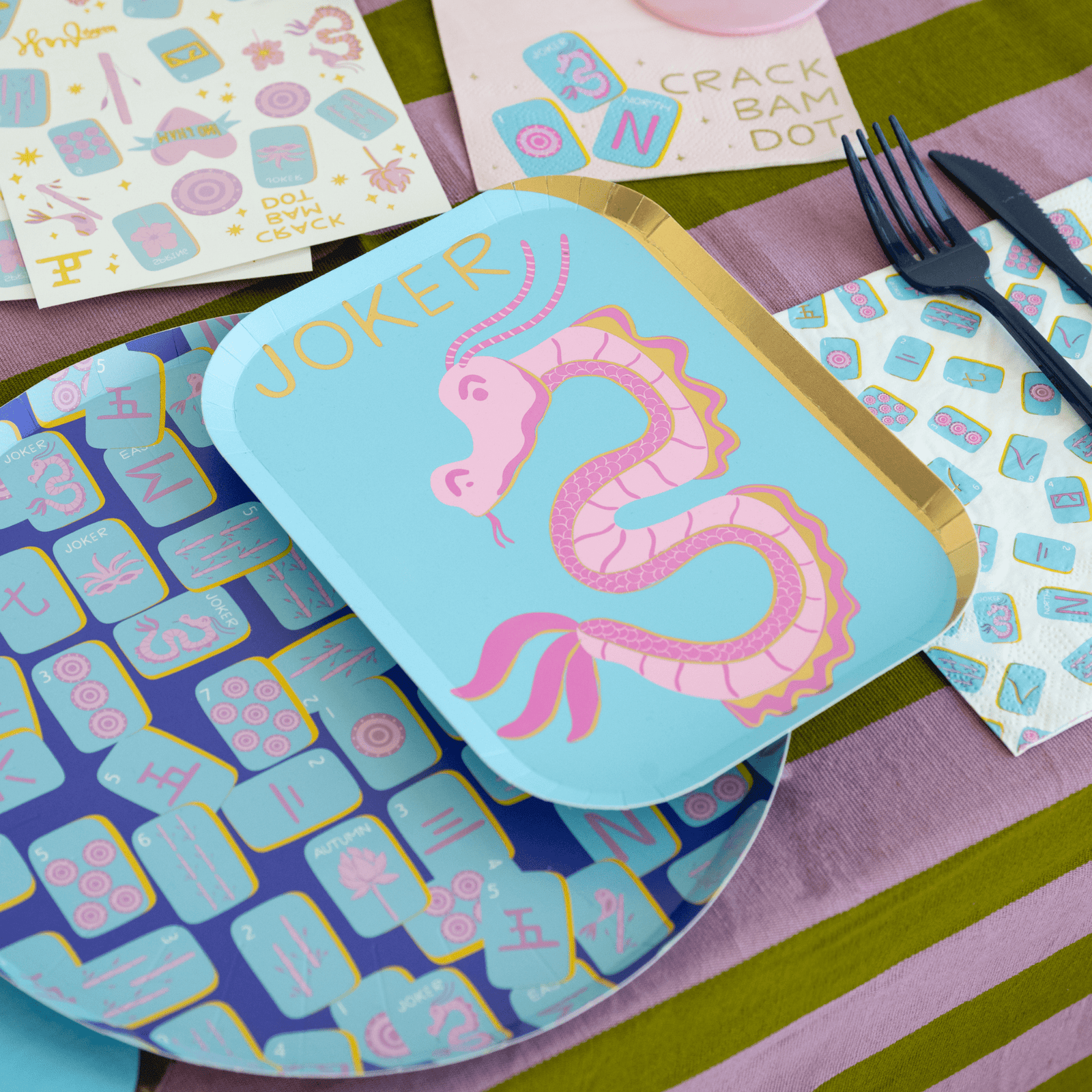 Game Night Mahjong Print Dinner Plates