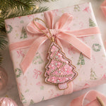 Beaded Christmas Tree Ornament in Pink