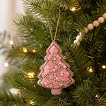 Beaded Christmas Tree Ornament in Pink