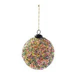 Round Recycled Glass Ball Ornament with Sequins Inside - Multi Color