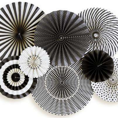 black and white paper fans