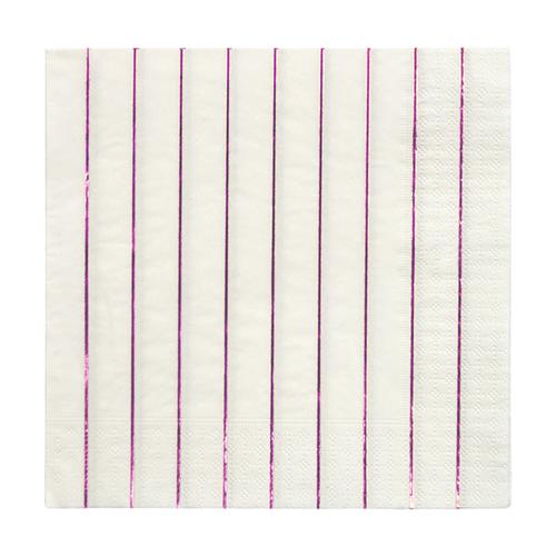 Meri Meri Pink Foil Striped Large Napkins
