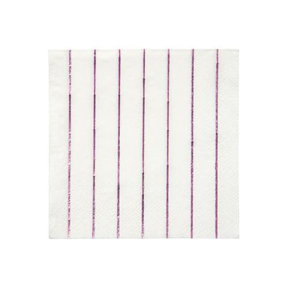 Meri Meri Pink Foil Striped Small Napkins