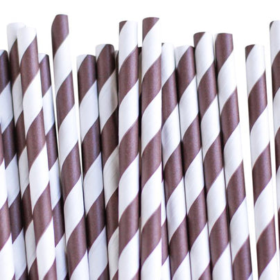 Eco Friendly Paper Straws: Chocolate Stripes - Shop Sweet Lulu