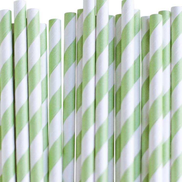 Eco Friendly Paper Straws: Apple Green Stripes - Shop Sweet Lulu