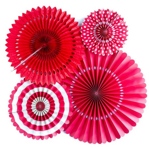red paper fans