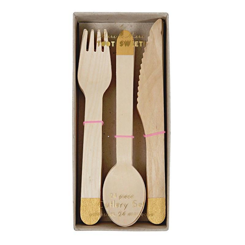 Wooden Cutlery Set - Gold, Shop Sweet Lulu