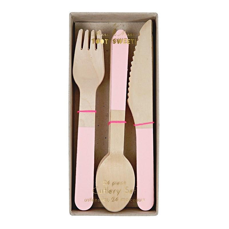 Wooden Cutlery Set - Soft Pink available at Shop Sweet Lulu