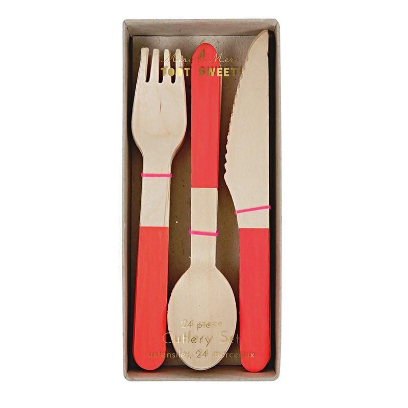 Wooden Cutlery Set - Red available at Shop Sweet Lulu