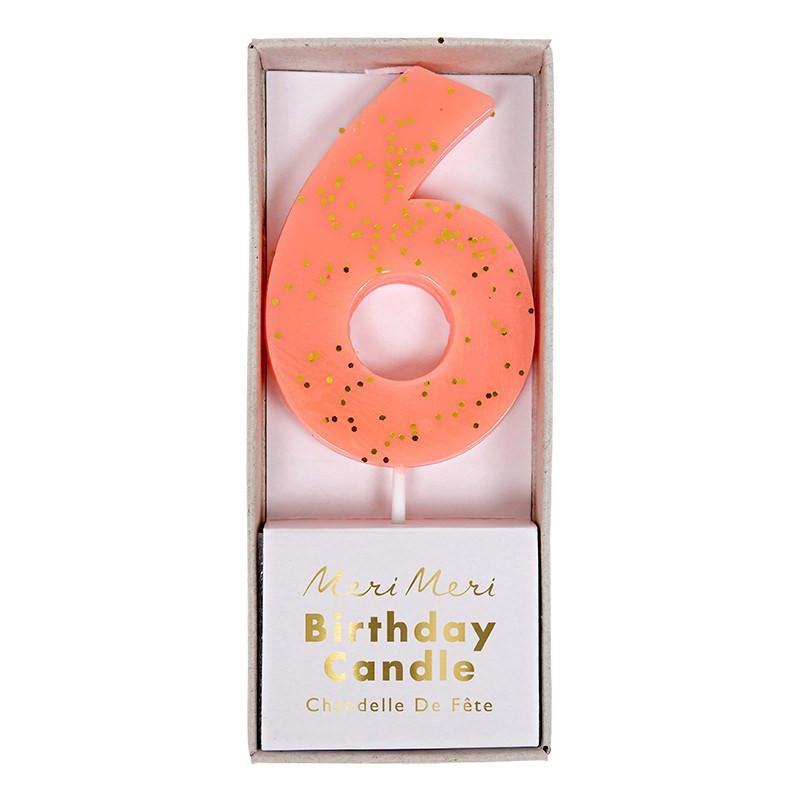 Neon Number 6 Candle available at Shop Sweet Lulu