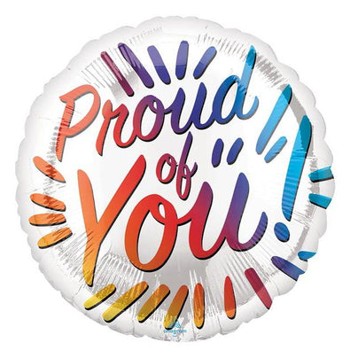 17" Proud Of You Rainbow Lettered Foil Balloon