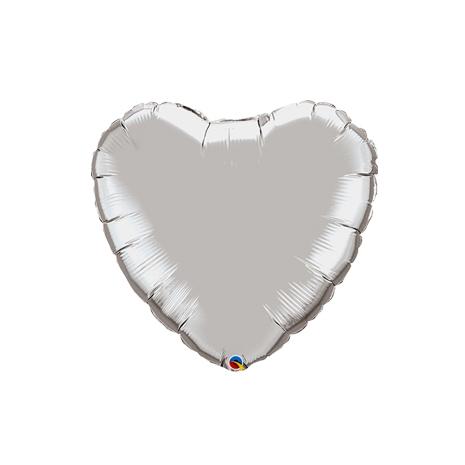 9" Silver Foil Heart Balloon (AIR FILL & HEAT SEAL ONLY)