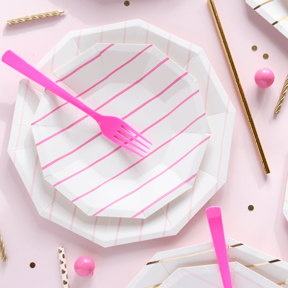 Blush Frenchie Striped Large Plates from Daydream Society