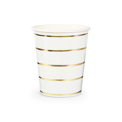 Gold Frenchie Stiped 9 oz Cups from Daydream Society