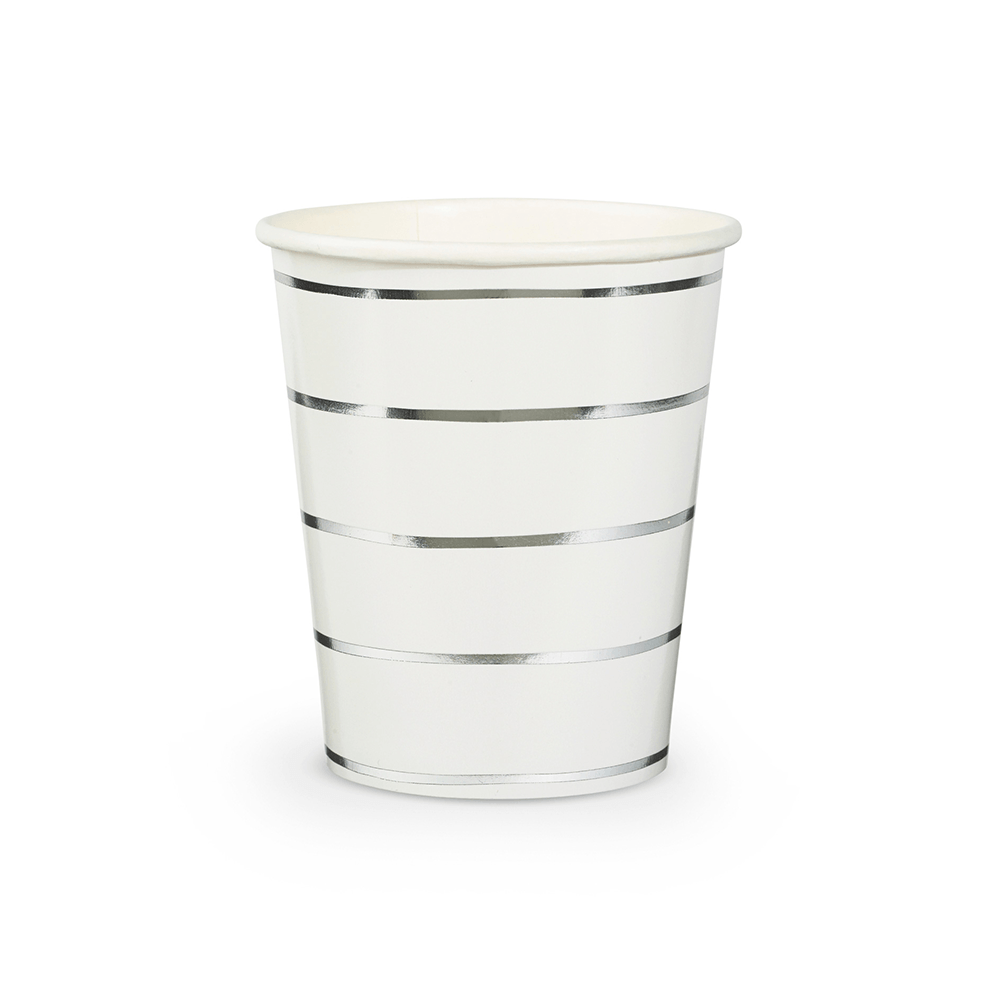 Silver Frenchie Striped 9 oz Cups from Daydream Society