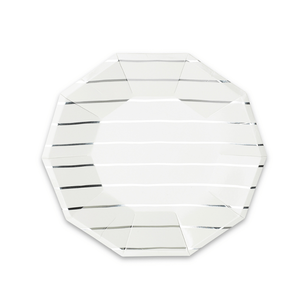 Silver Frenchie Striped Small Plates from Daydream Society