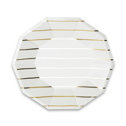 Gold Frenchie Metallic Striped Large Plates available at Shop Sweet Lulu