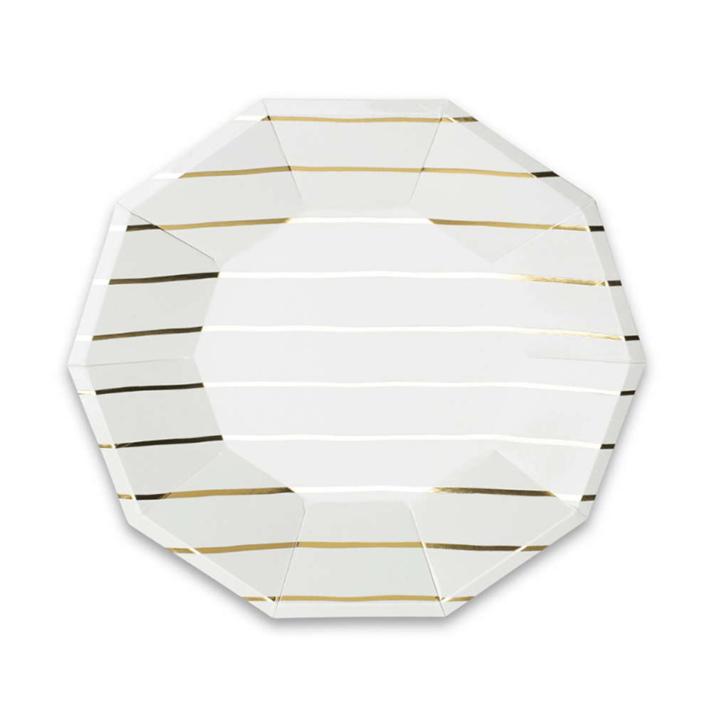 Gold Frenchie Metallic Striped Large Plates available at Shop Sweet Lulu