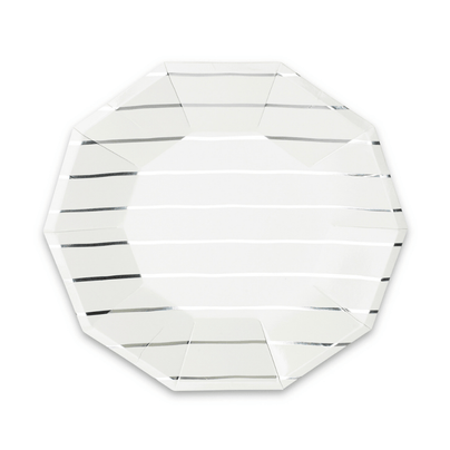 Silver Frenchie Striped Large Plates from Daydream Society