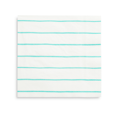 Aqua Frenchie Striped Large Napkins from Daydream Society