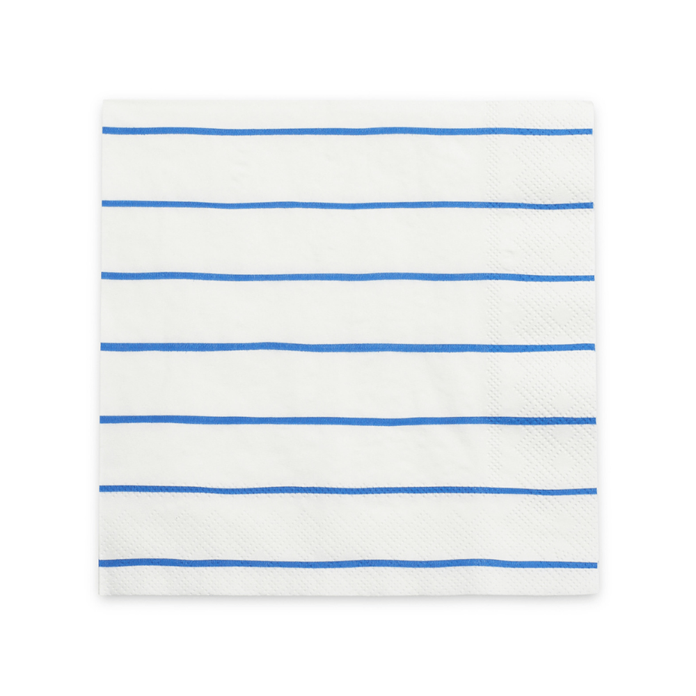 Cobalt Frenchie Striped Large Napkins from Daydream Society