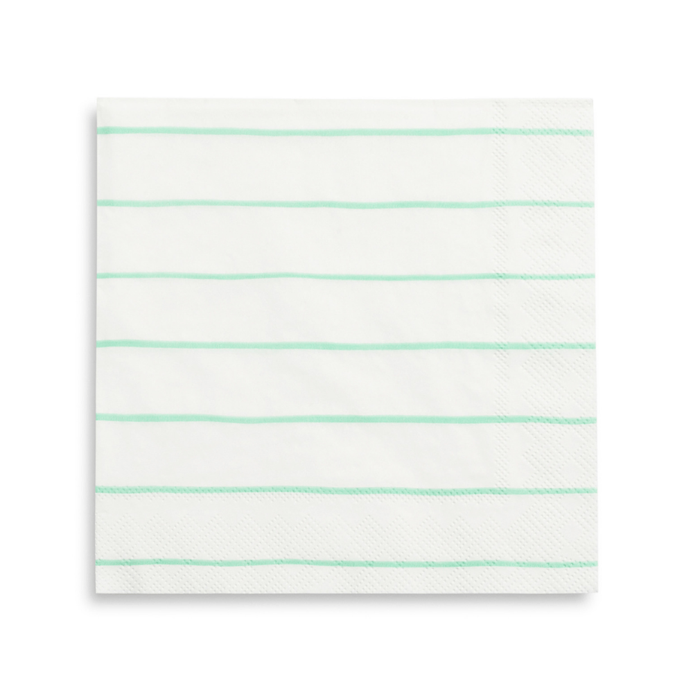 Mint Frenchie Striped Large Napkins from Daydream Society