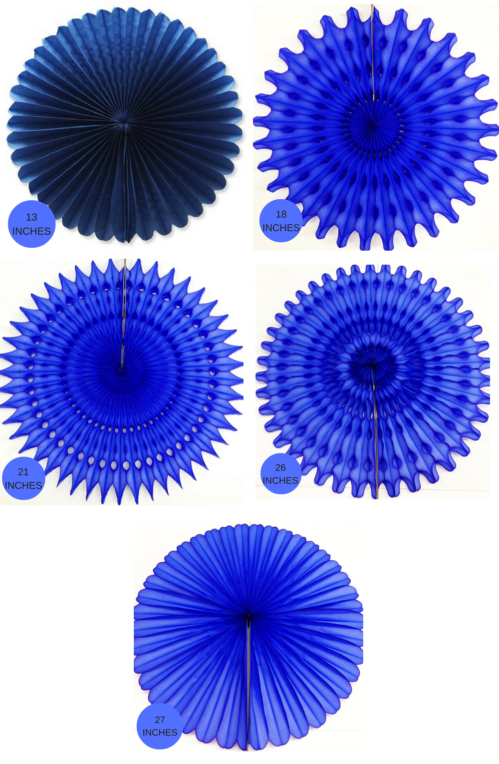 Dark Blue Fans, 5 Sizes