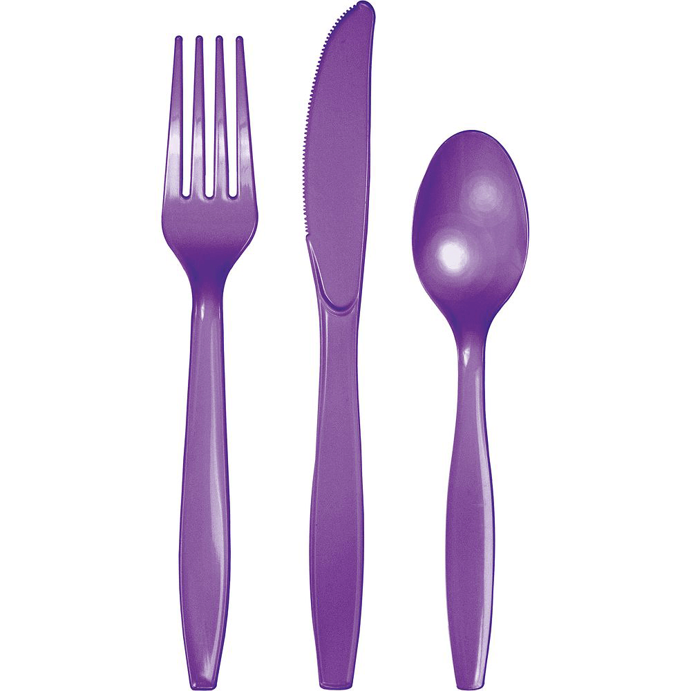 Bright Purple Plastic Flatware, Jollity Co.