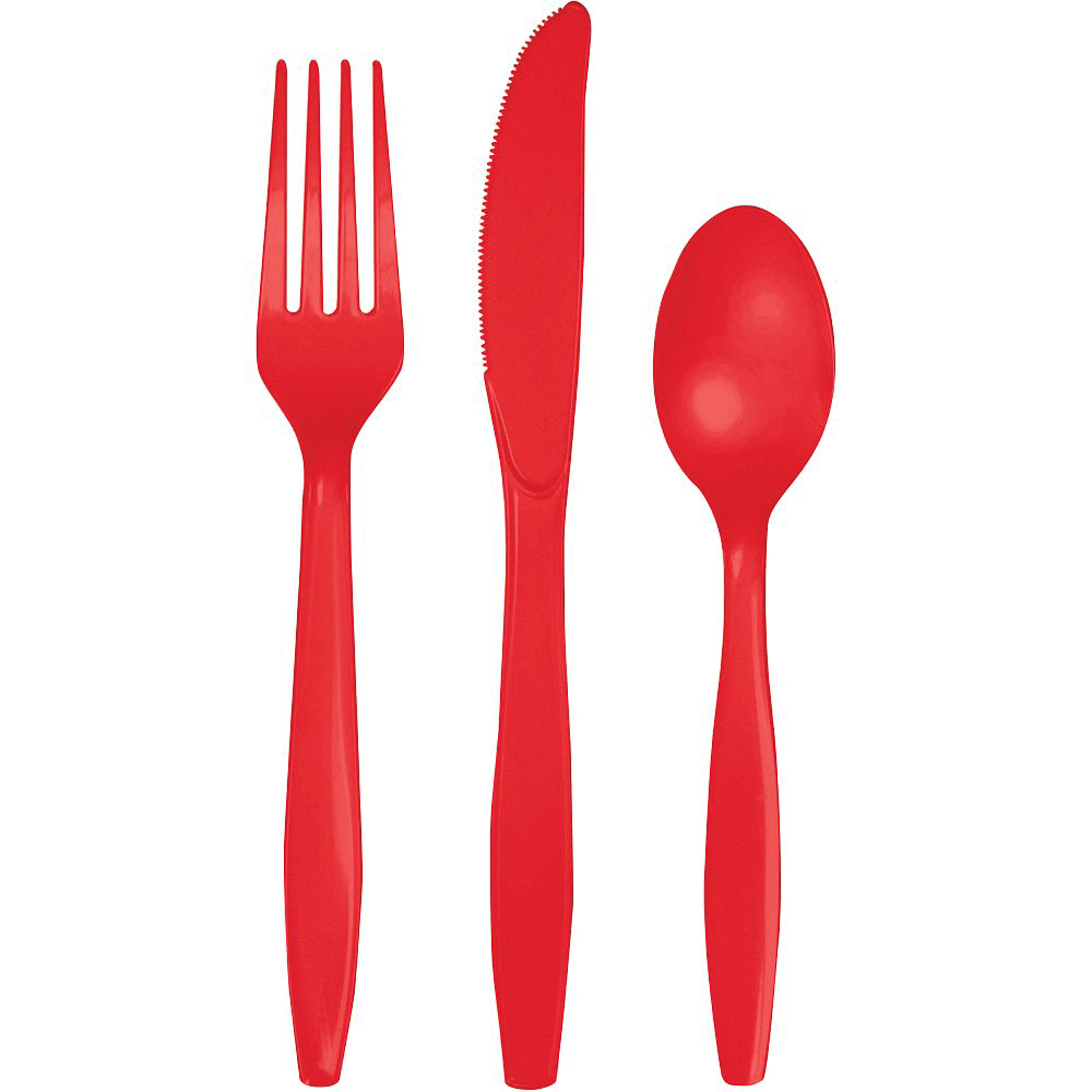 Candy Apple Red Plastic Flatware